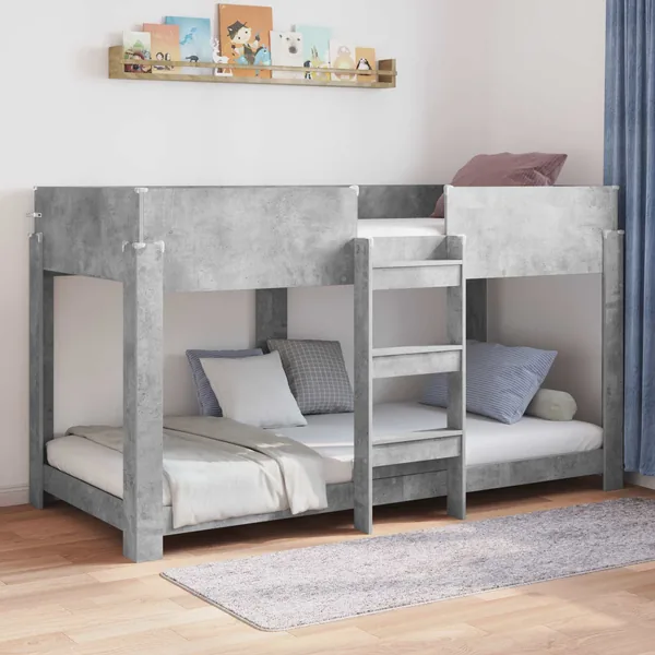Lit Superposé pour Enfants Gris béton 90 x 190 cm