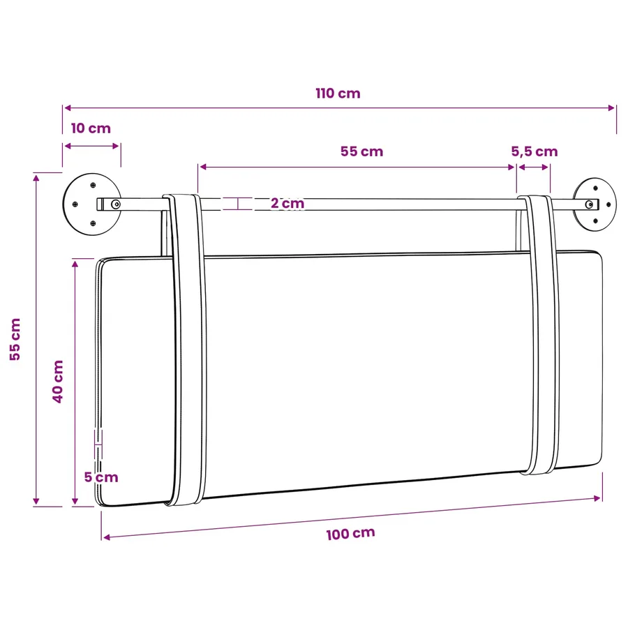 Tête de lit suspendue Blanc Tissu - 11