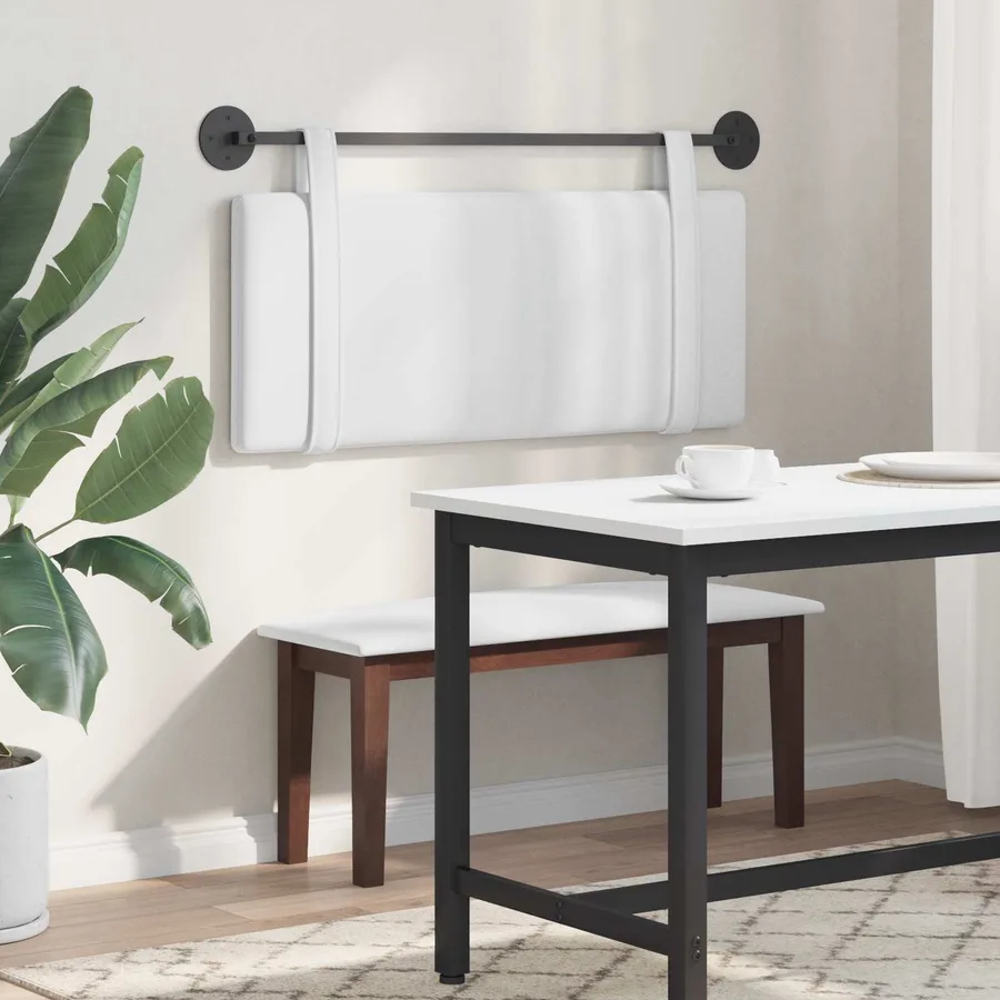 Tête de lit suspendue Blanc Tissu - 4