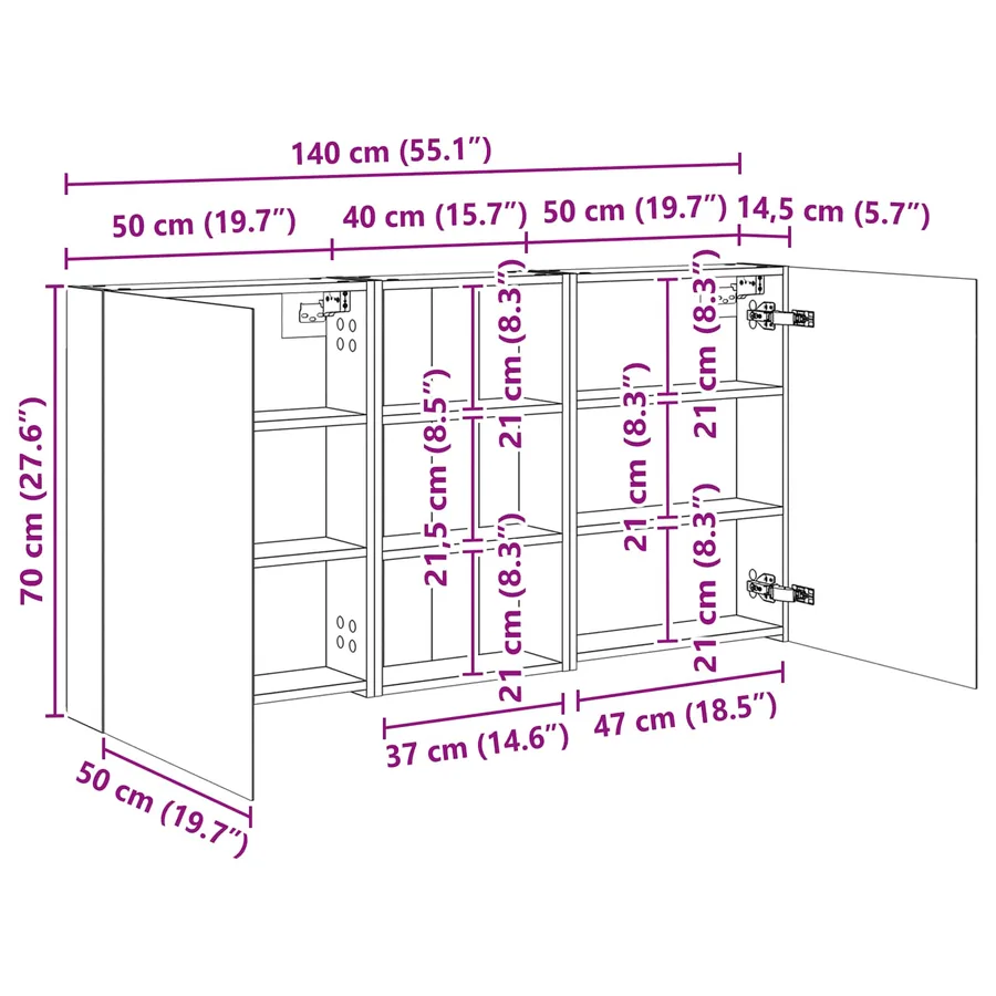 Ensemble de Meubles de Salle de Bain 3 pcs 140 x 14,5 x 70 cm - 12