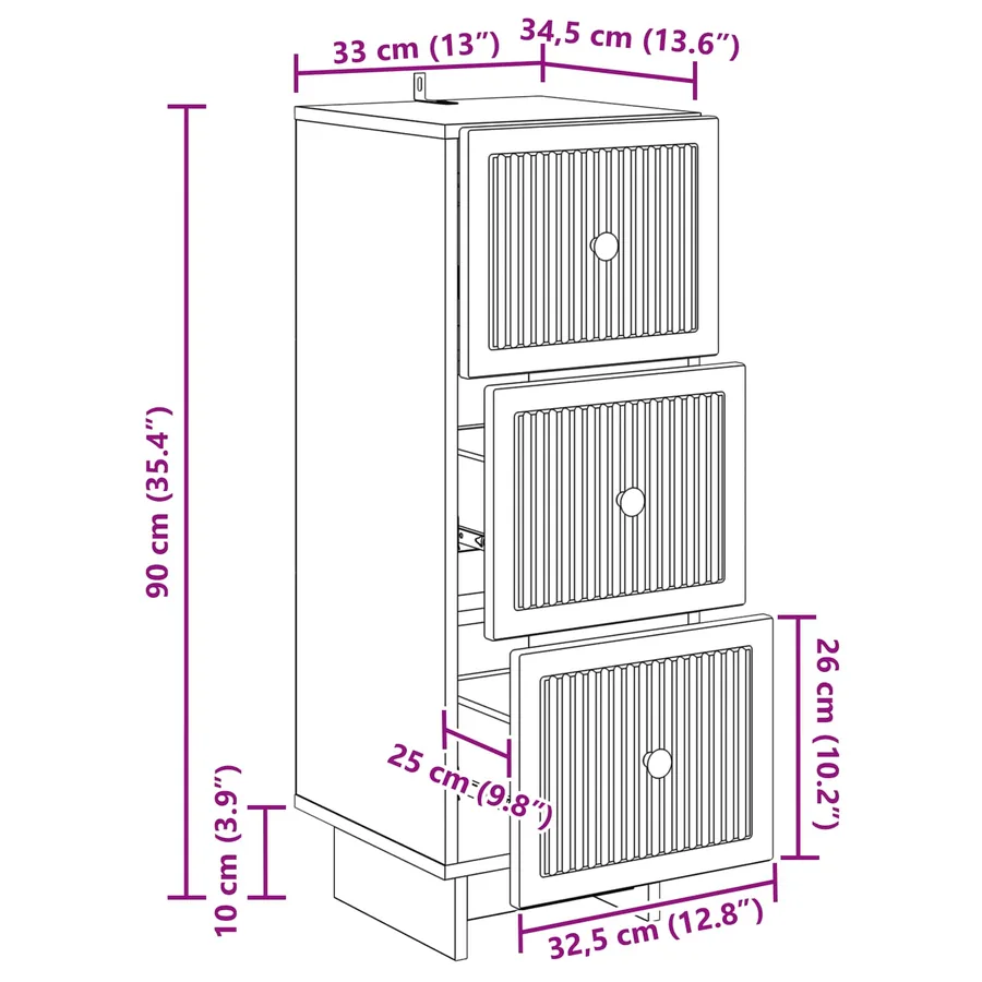 Armoire à tiroirs Gris béton 33 x 34,5 x 90 cm - 11
