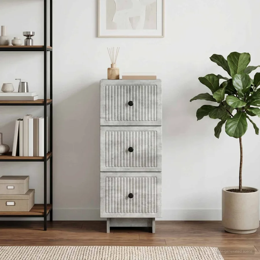 Armoire à tiroirs Gris béton 33 x 34,5 x 90 cm - 4