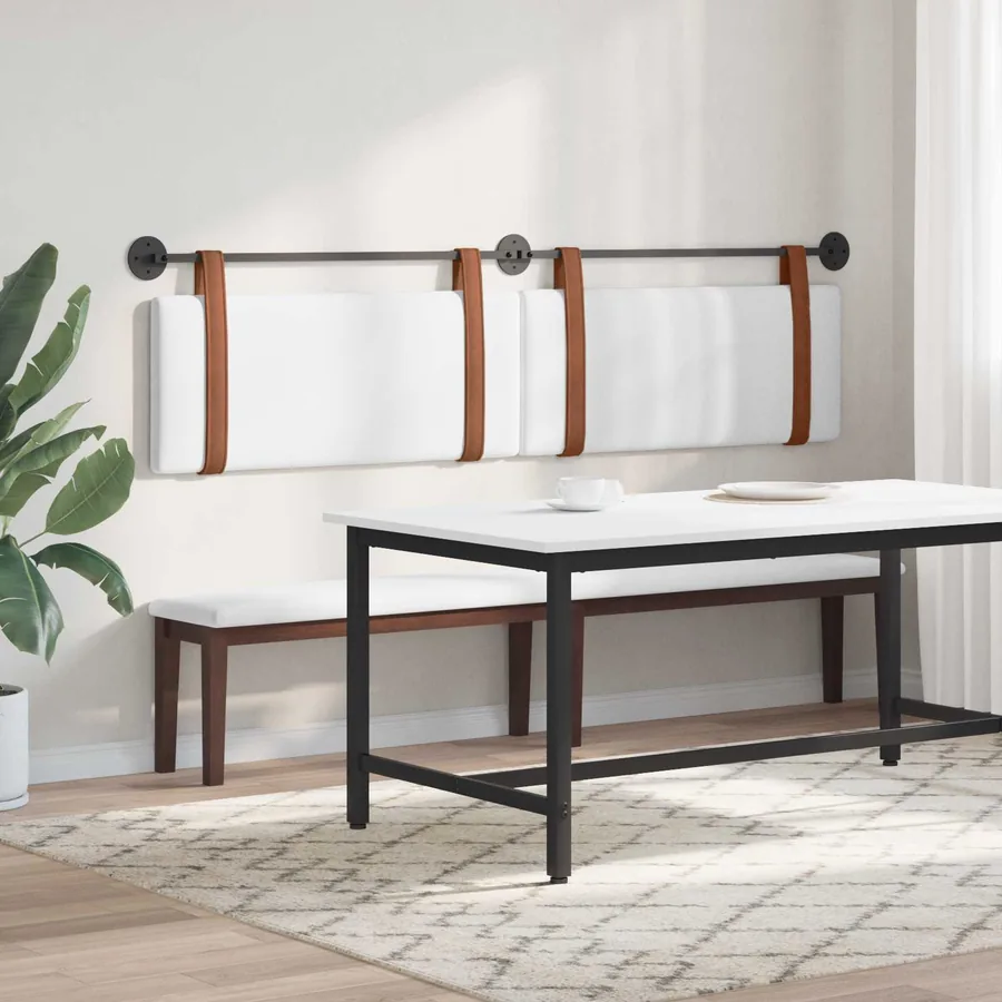 Tête de lit suspendue Blanc PU antique - 4