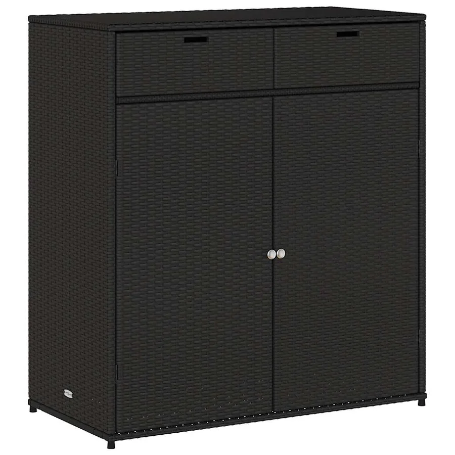 Armoire de rangement de jardin noir 105x55x113cm résine tressée - 2