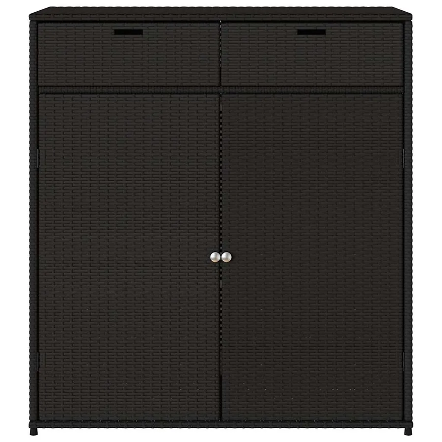 Armoire de rangement de jardin noir 105x55x113cm résine tressée - 6
