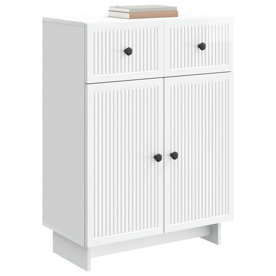 Buffet Blanc brillant 66 x 34,5 x 90 cm Bois d'ingénierie - 3