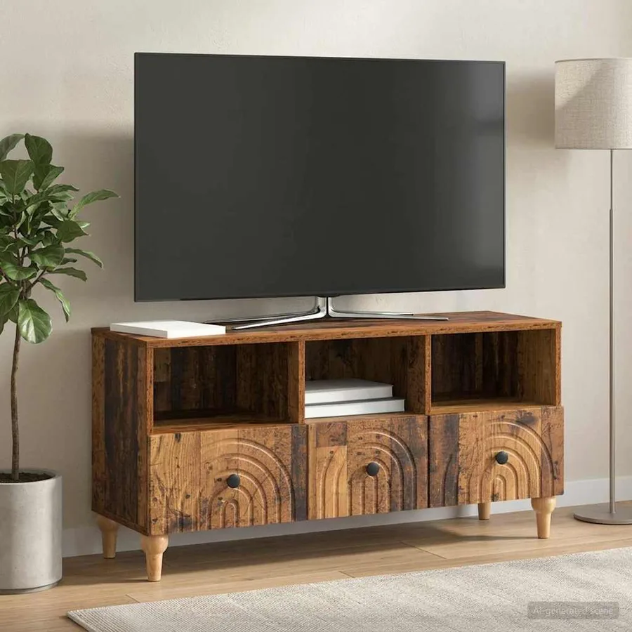 Meuble TV Bois ancien 102 x 34,5 x 50 cm Bois d’ingénierie - 4