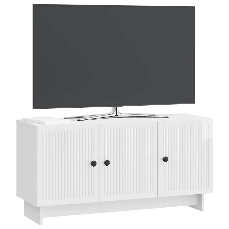 Meuble TV Blanc brillant 99 x 34,5 x 50 cm Bois d'ingénierie - 3