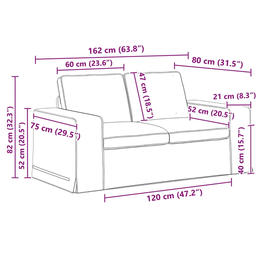 Ensemble de Canapés 2 pcs Crème 162 x 80 x 82 cm tissu - 10