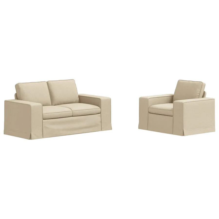 Ensemble de Canapés 2 pcs Crème 162 x 80 x 82 cm tissu - 2