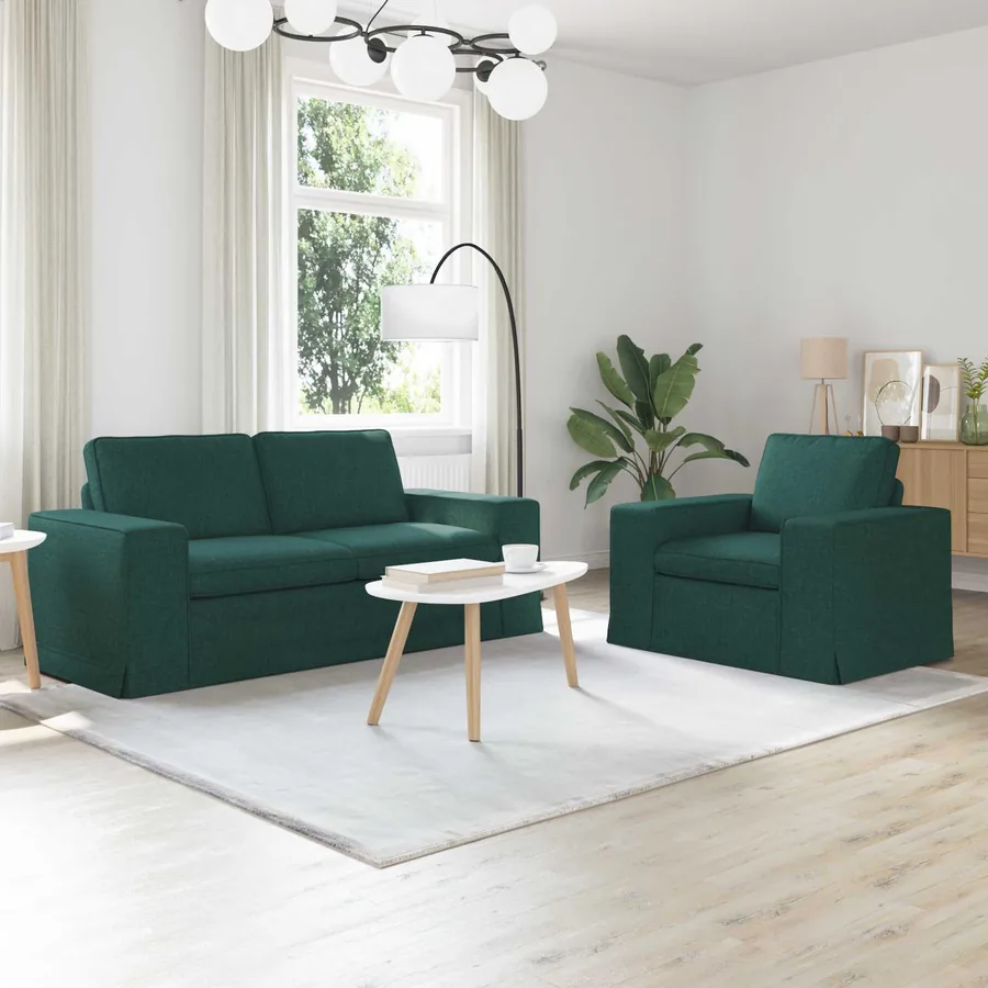 Ensemble de Canapés 2 pcs Vert foncé 182 x 80 x 82 cm tissu