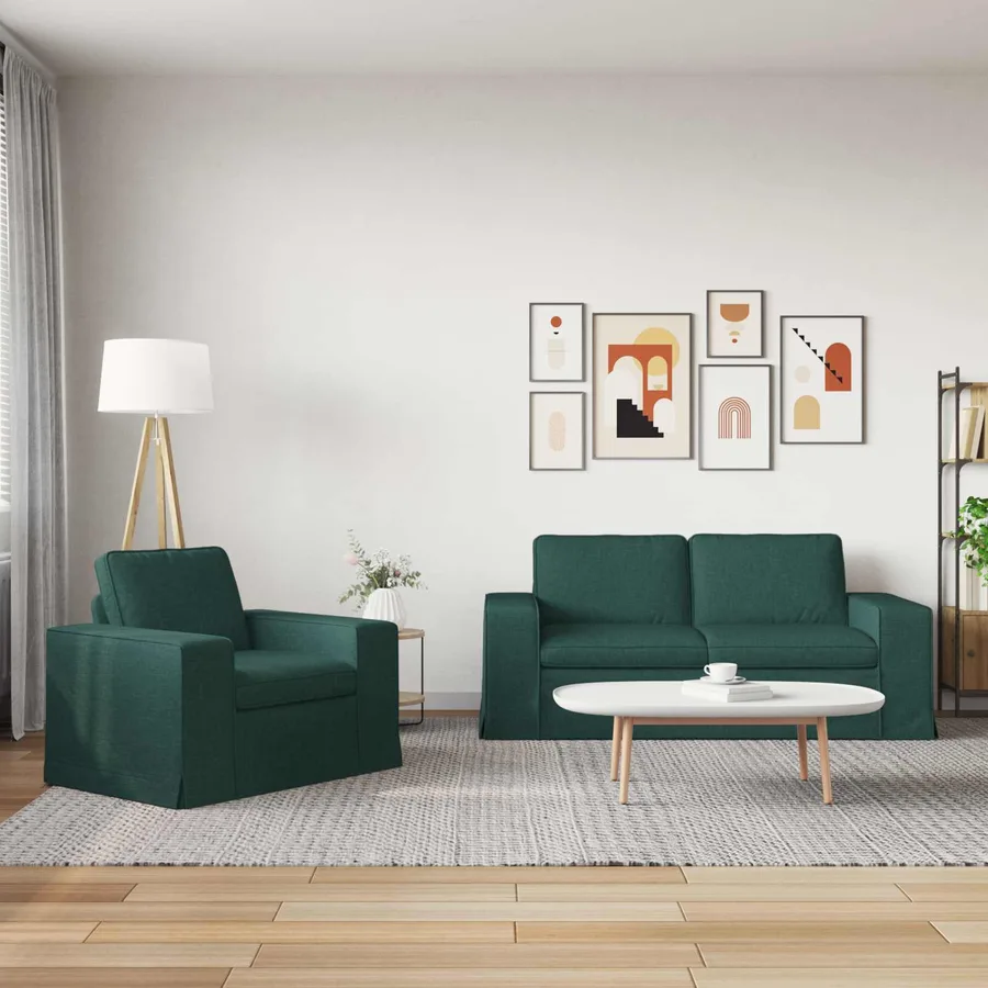 Ensemble de Canapés 2 pcs Vert foncé 182 x 80 x 82 cm tissu - 3