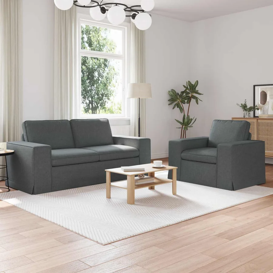 Ensemble de Canapés 2 pcs Gris foncé 182 x 80 x 82 cm tissu
