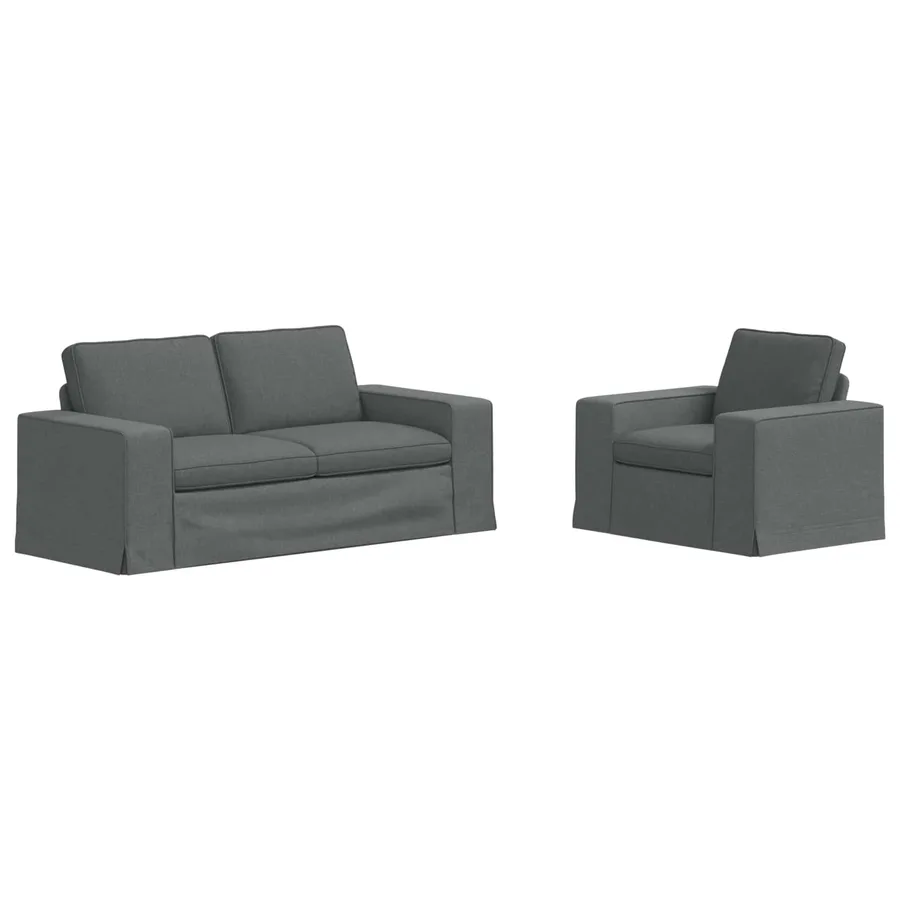 Ensemble de Canapés 2 pcs Gris foncé 182 x 80 x 82 cm tissu - 2