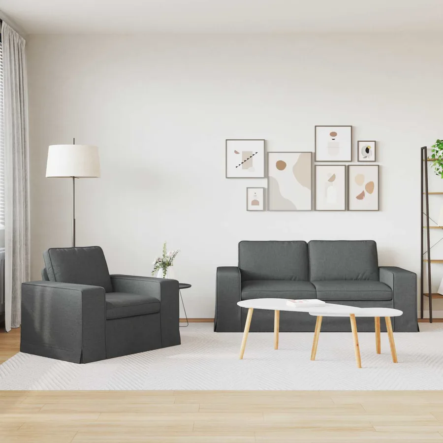 Ensemble de Canapés 2 pcs Gris foncé 182 x 80 x 82 cm tissu - 3