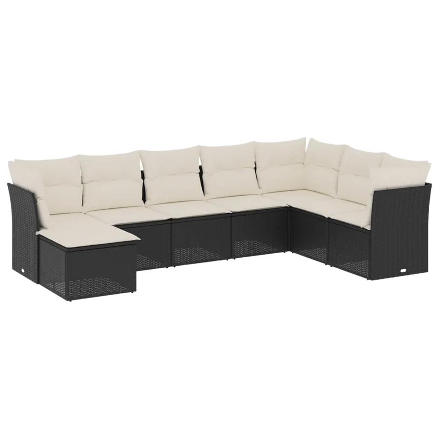 Salon de jardin 8 pcs avec coussins noir résine tressée - 2