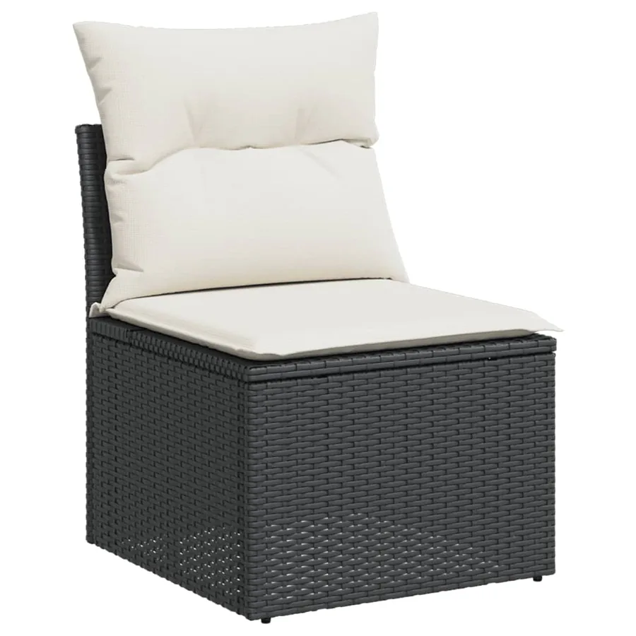 Salon de jardin 8 pcs avec coussins noir résine tressée - 4