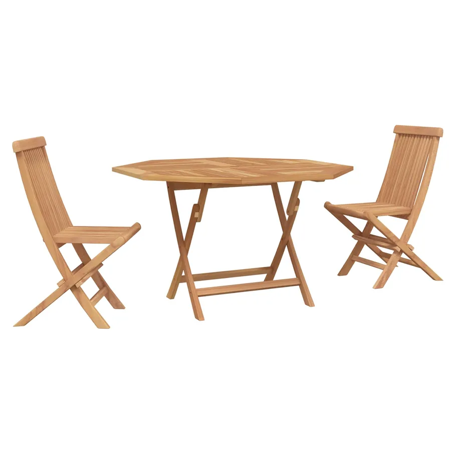 Ensemble bistro de jardin 3 pcs Marron Teck massif - 2