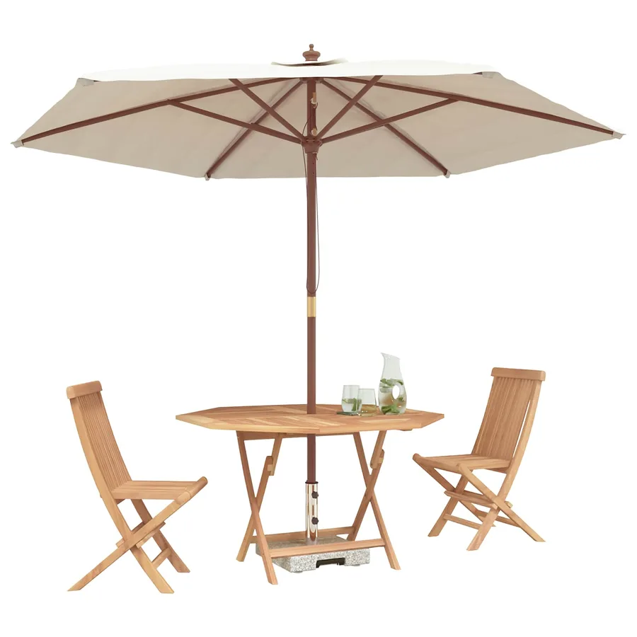Ensemble bistro de jardin 3 pcs Marron Teck massif - 3