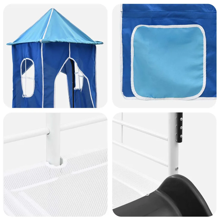 Lit mezzanine pour enfants Uni Blanc et bleu 80 x 200 cm métal - 11