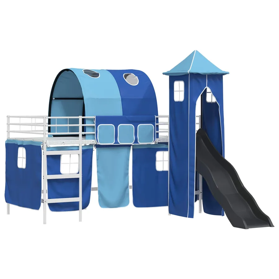 Lit mezzanine pour enfants Uni Blanc et bleu 80 x 200 cm métal - 4