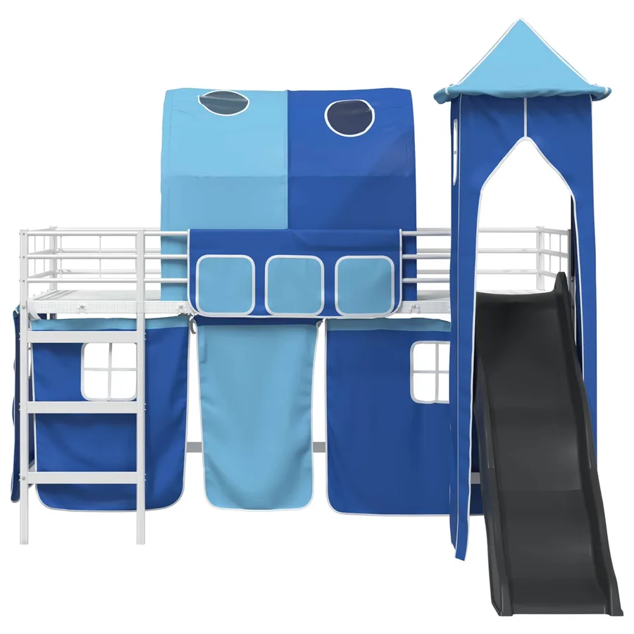 Lit mezzanine pour enfants Uni Blanc et bleu 80 x 200 cm métal - 6