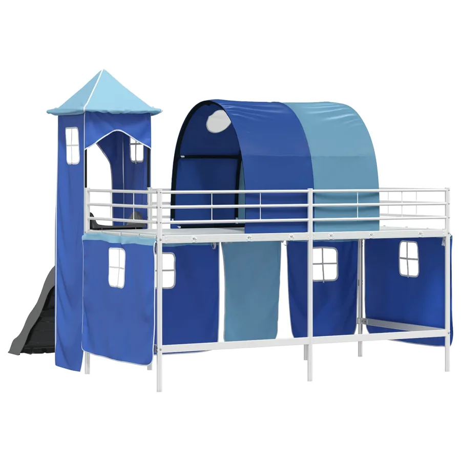 Lit mezzanine pour enfants Uni Blanc et bleu 80 x 200 cm métal - 8