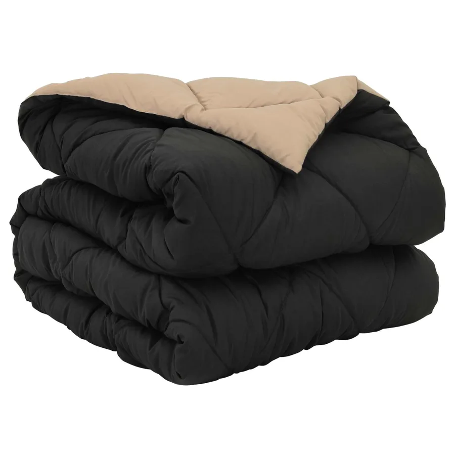 Duvet complet toute l'année 135 x 220 cm 300 gsm Noir et Taupe - 2