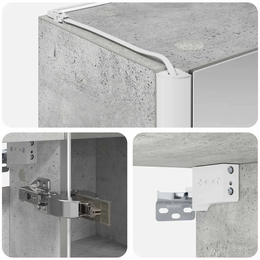 Armoire Miroir de Salle de Bain Gris béton - 10