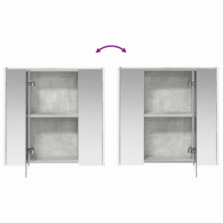 Armoire Miroir de Salle de Bain Gris béton - 12