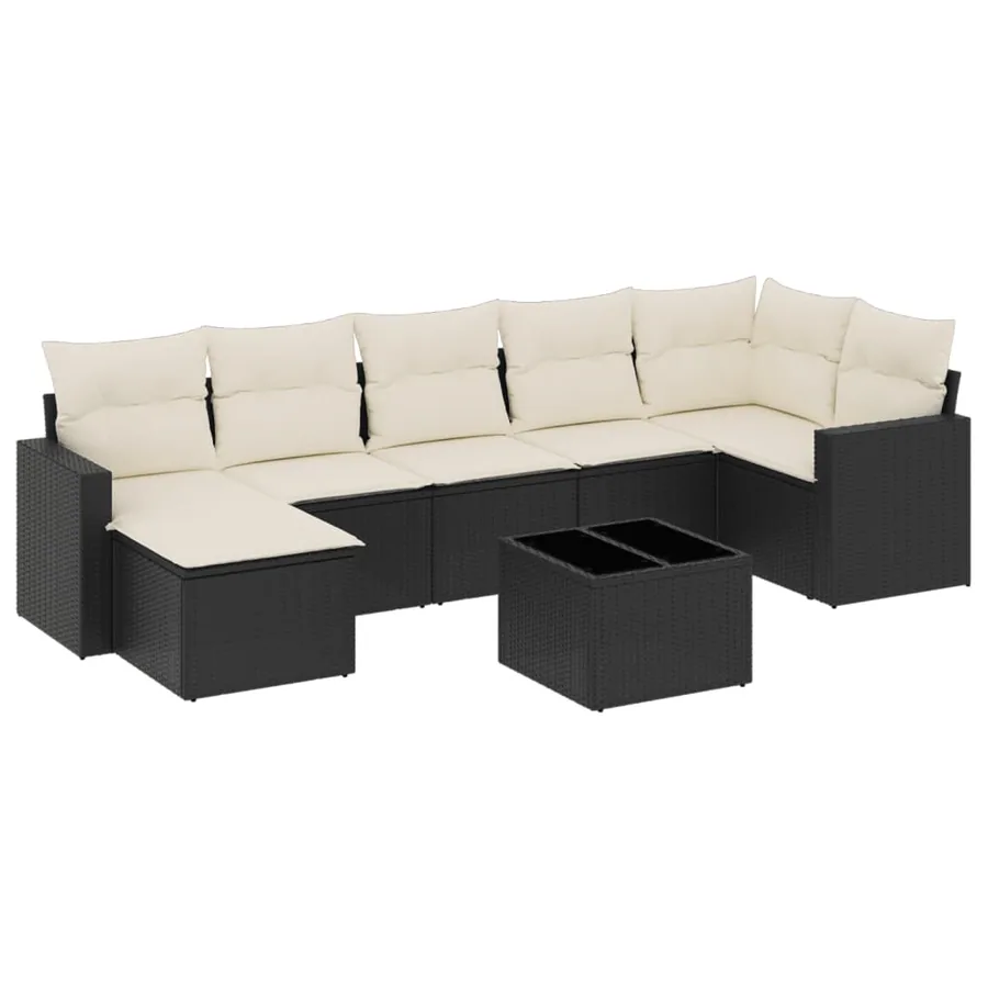 Salon de jardin 8 pcs avec coussins noir résine tressée - 2