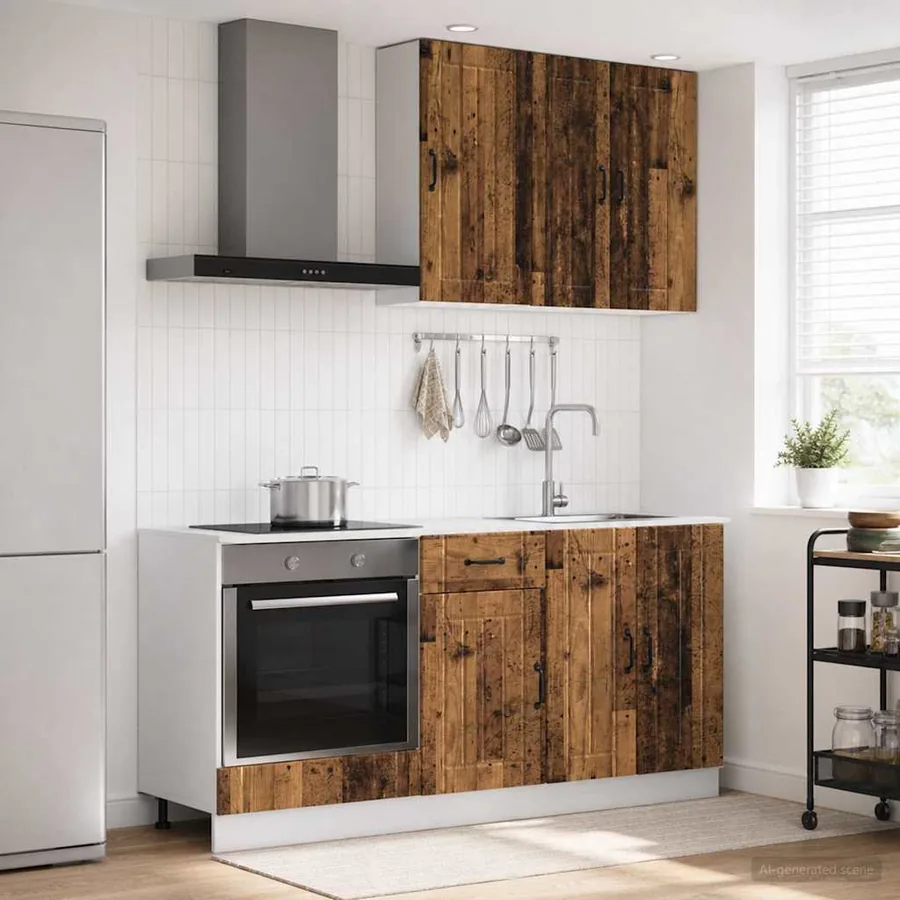 Unité de cuisine LUCCA 5 pcs Bois ancien Bois d'ingénierie
