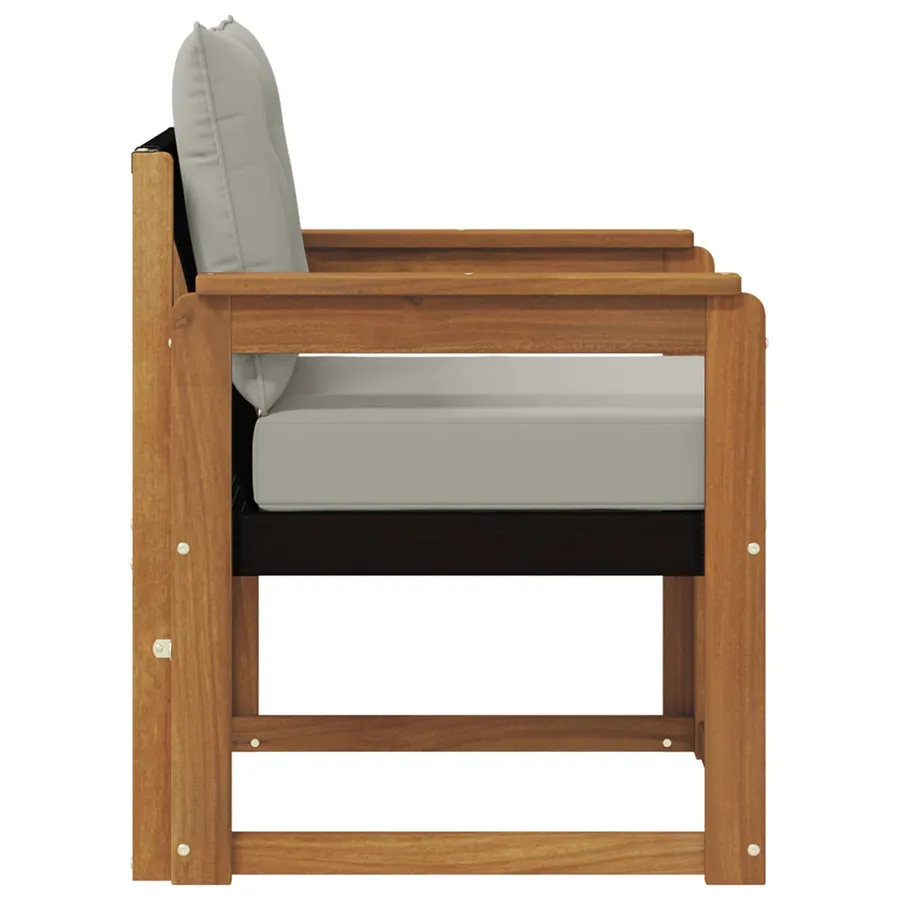 Canapé d’extérieur Bois d'Acacia Massif Gris Naturel et Clair - 6