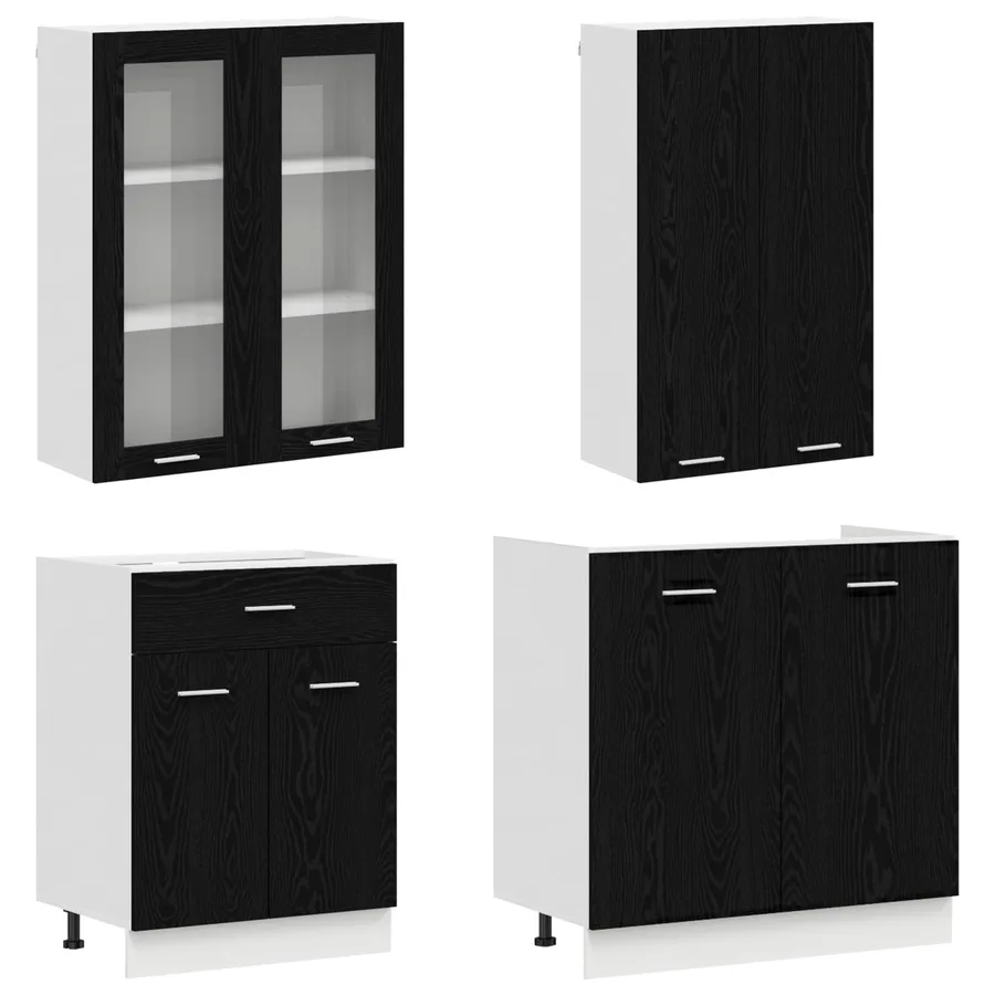Unité de cuisine LYON 4 pcs Chêne noir Bois d'ingénierie - 3