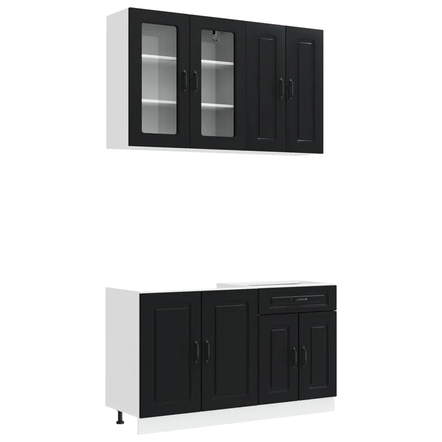 Unité de cuisine KALMAR 4 pcs Noir Bois d'ingénierie - 2