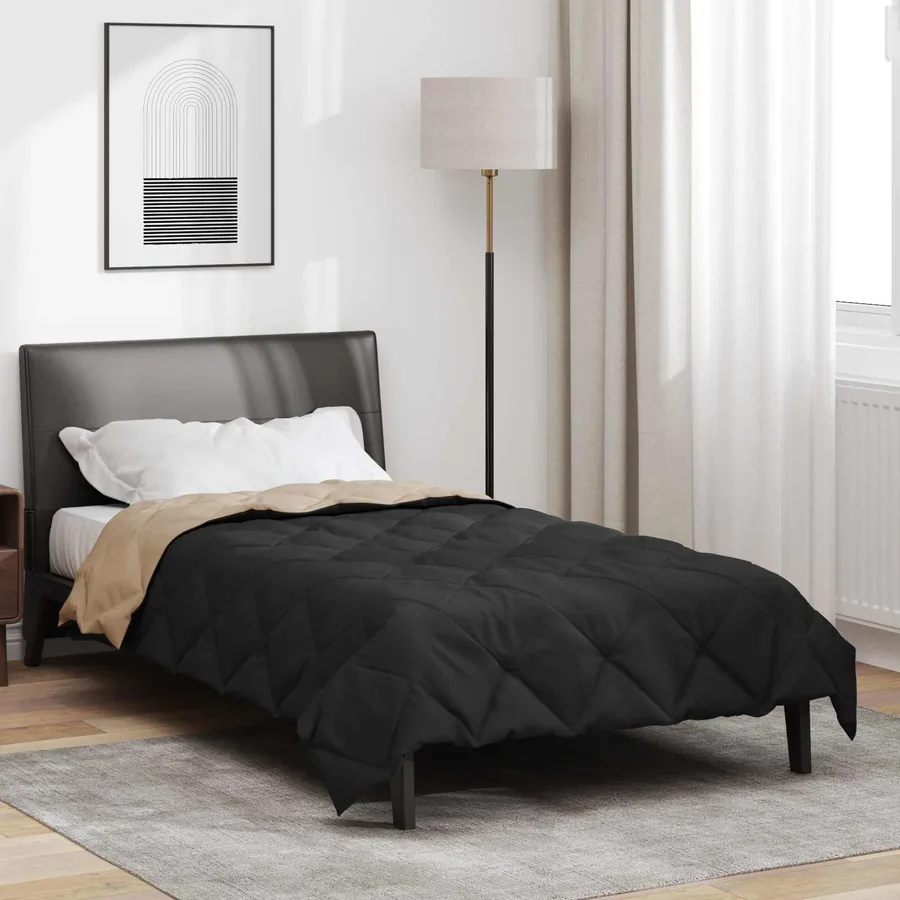 Duvet d'été simple Noir et Taupe 200 x 155 cm Microfibre