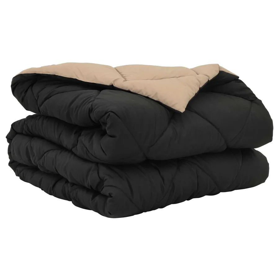 Duvet d'été simple Noir et Taupe 200 x 155 cm Microfibre - 2