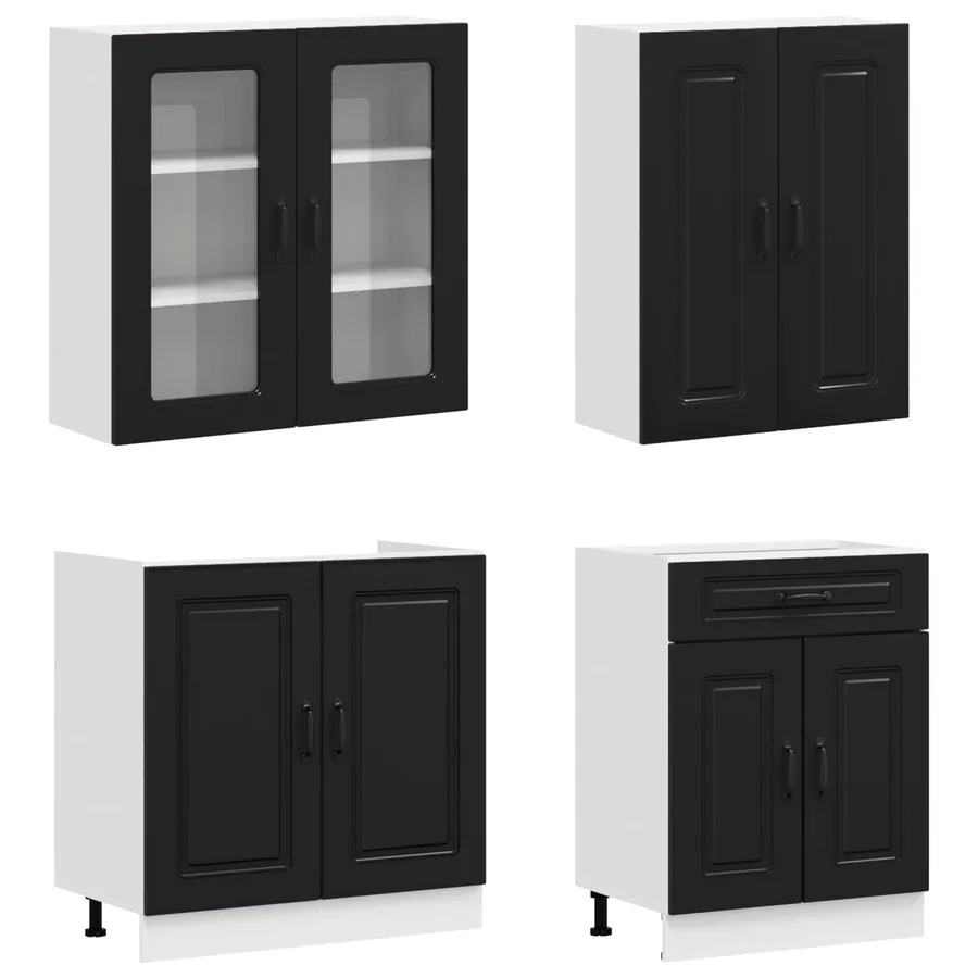 Unité de cuisine KALMAR 8 pcs Noir Bois d'ingénierie - 3