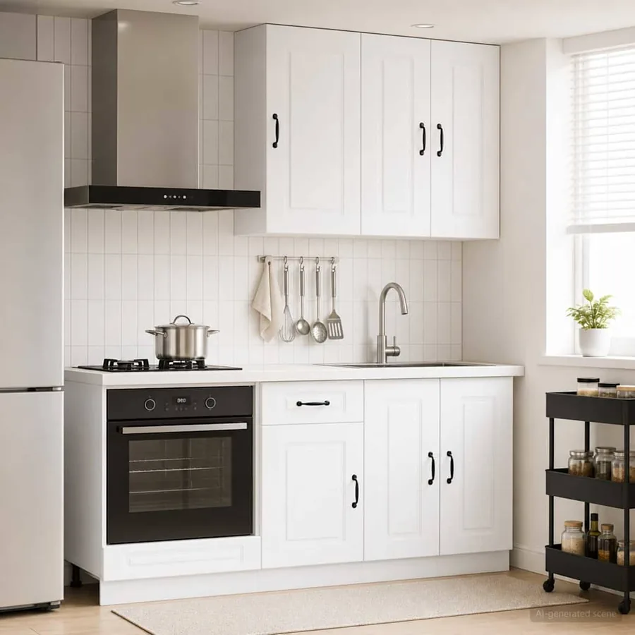Unité de cuisine KALMAR 5 pcs Blanc Bois d'ingénierie