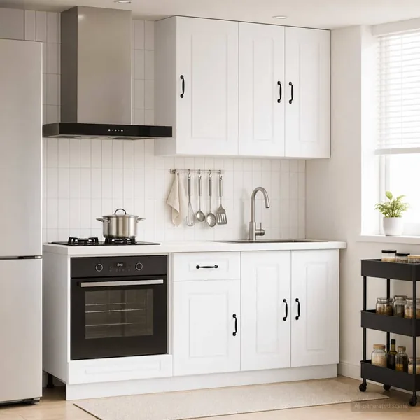 Unité de cuisine KALMAR 5 pcs Blanc Bois d'ingénierie