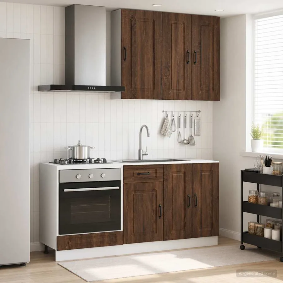 Unité de cuisine KALMAR 5 pcs Chêne brun Bois d'ingénierie