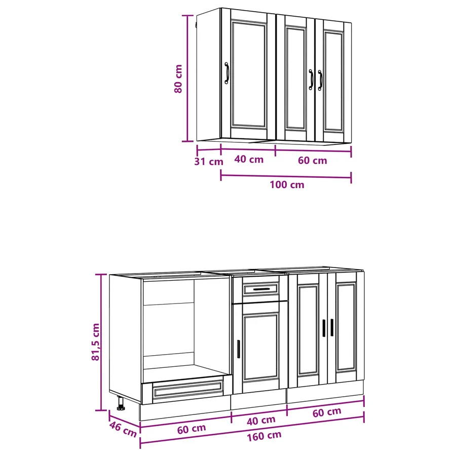 Unité de cuisine PORTO 5 pcs Blanc Bois d'ingénierie - 9
