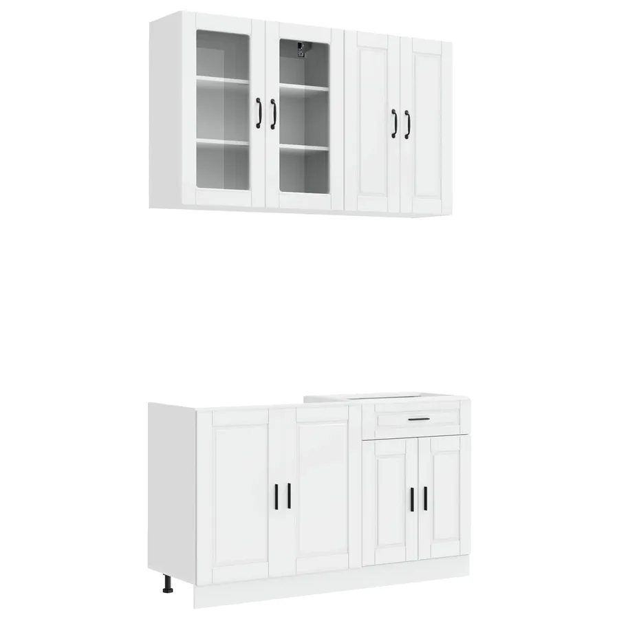 Unité de cuisine PORTO 4 pcs Blanc brillant Bois d'ingénierie - 2