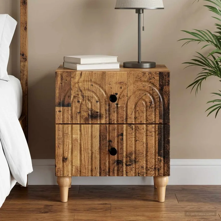 Cabinet de chevet avec tiroir Bois ancien 43 x 34,5 x 48 cm
