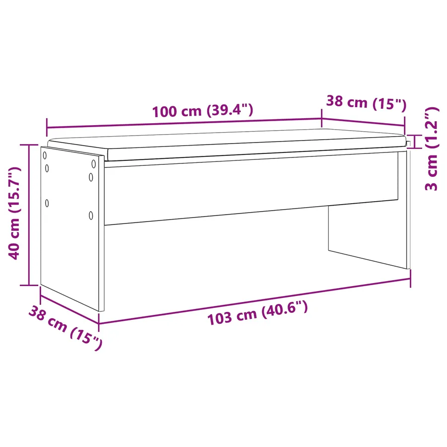 Banc d'entrée avec coussin Chêne fumé 103 x 38 x 40 cm - 11