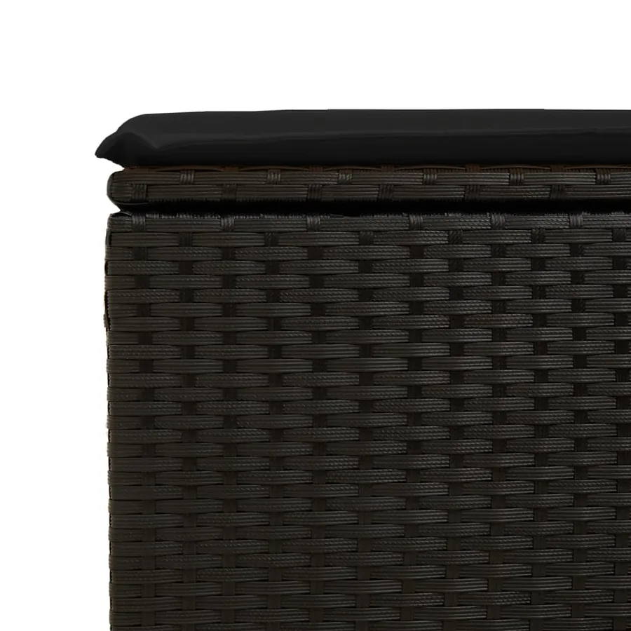 Tabouret de jardin avec coussin Noir 55x55x37 cm Résine tressée - 7