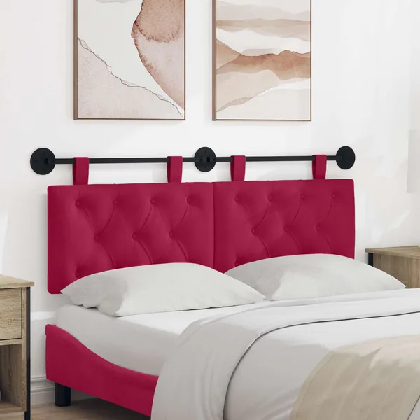 Tête de lit suspendue Avec lumière LED Bordeaux Velours