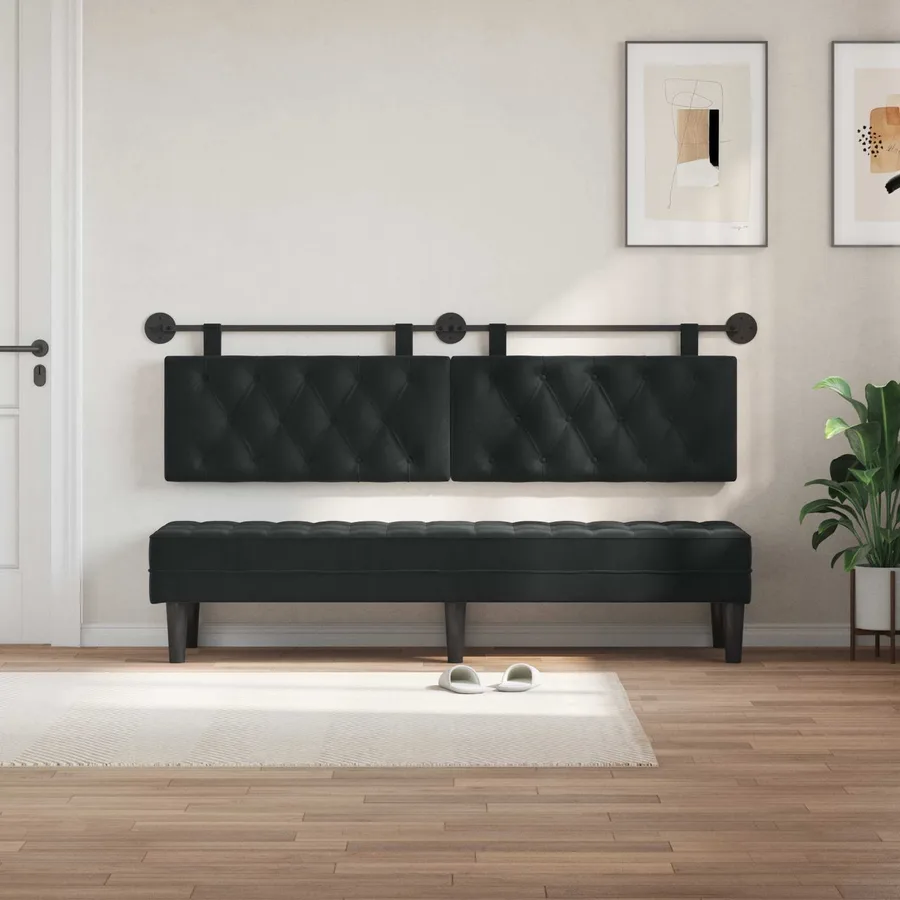 Tête de lit suspendue Avec lumière LED Noir Velours - 3