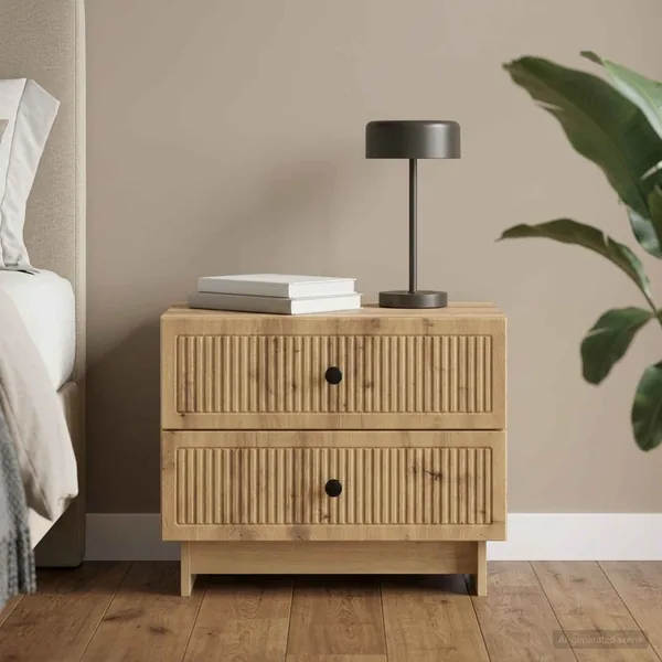 Cabinet de chevet Chêne artisanal 62 x 34,5 x 47,5 cm