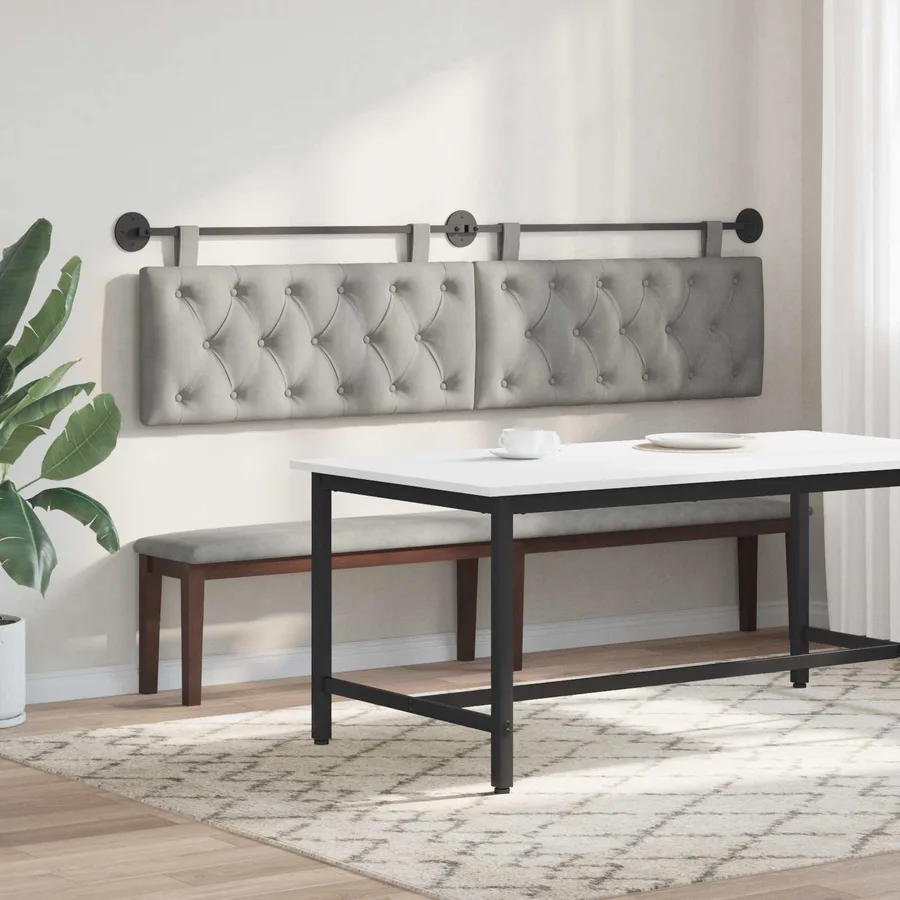 Tête de lit suspendue Avec lumière LED Gris clair Velours - 4